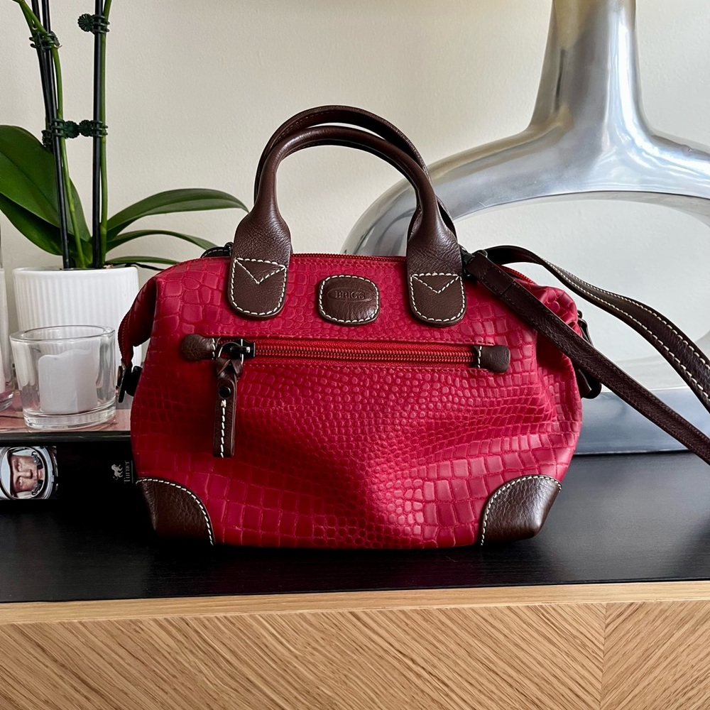 Bric's Red and Brown Leather Mini Satchel